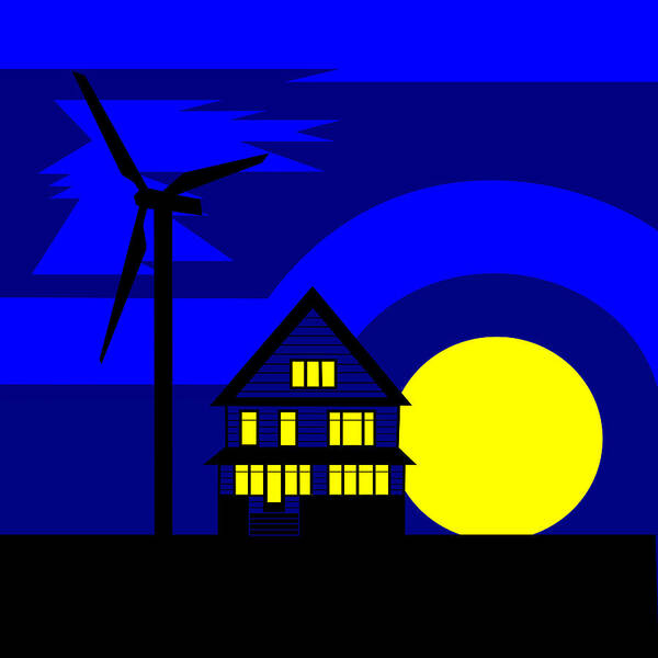 Energy Poster featuring the painting Wind and sun #1 by Asbjorn Lonvig