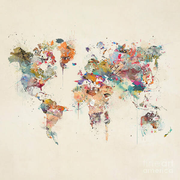 World Map Poster featuring the painting World Map Watercolor by Bri Buckley