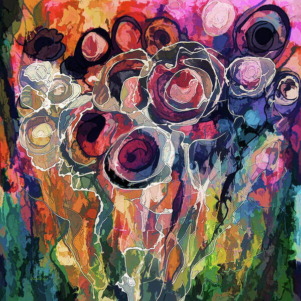 Modern Poster featuring the digital art Floral Abstract #2 by Lena Owens - OLena Art Vibrant Palette Knife and Graphic Design