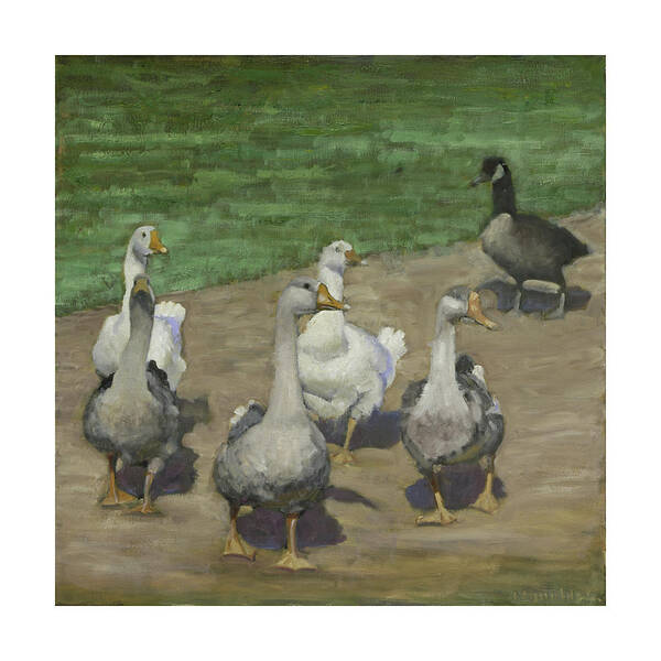 Geese Poster featuring the painting The Whole Family Is Here #2 by John Reynolds
