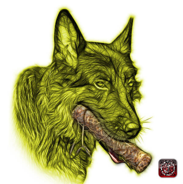  Poster featuring the digital art Yellow German Shepherd and Toy - 0745 F #2 by James Ahn