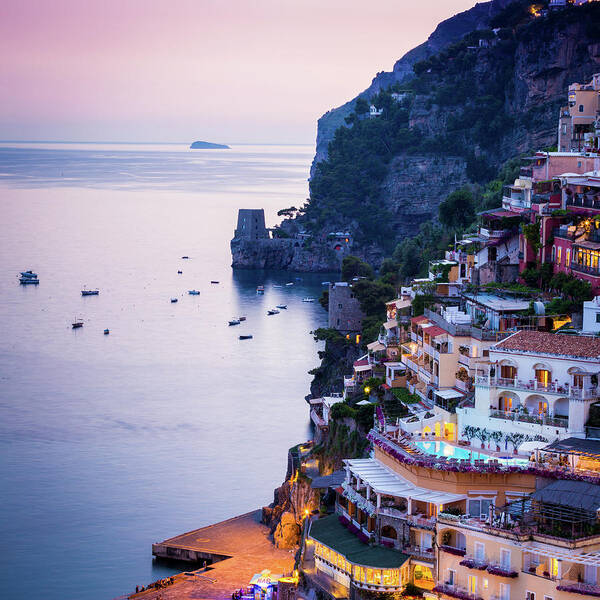 Blue Poster featuring the photograph Positano, Amalfi Coast, Italy #3 by Francesco Riccardo Iacomino
