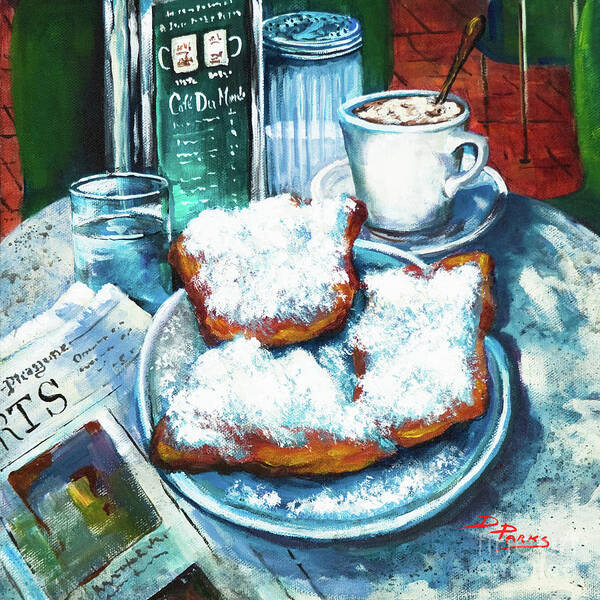 New Orleans Food Poster featuring the painting A Beignet Morning by Dianne Parks