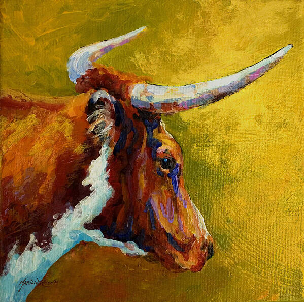 Western Poster featuring the painting A Couple Of Pointers - Longhorn Steer by Marion Rose