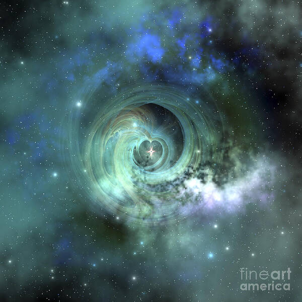 Space Art Poster featuring the digital art A Gorgeous Nebula In Outer Space by Corey Ford
