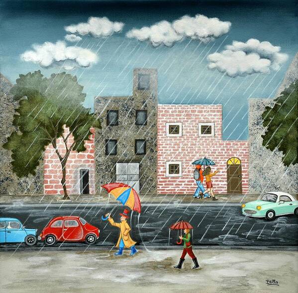Rain Poster featuring the painting A great rainy day by Graciela Bello