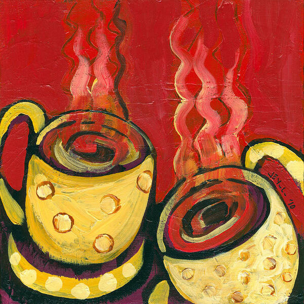 Coffee Poster featuring the painting A Steaming Romance by Jennifer Lommers