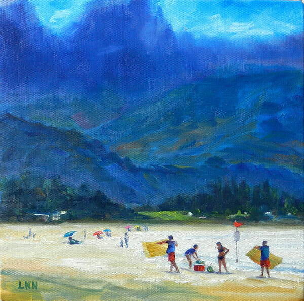 Beach Poster featuring the painting A Summer Day by Ningning Li