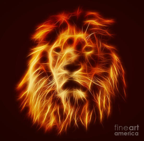 Lion Poster featuring the photograph Abstract lion portrait by Michal Bednarek