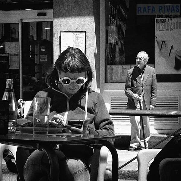Madrid Poster featuring the photograph Accidental Couple

#people #glasses by Rafa Rivas