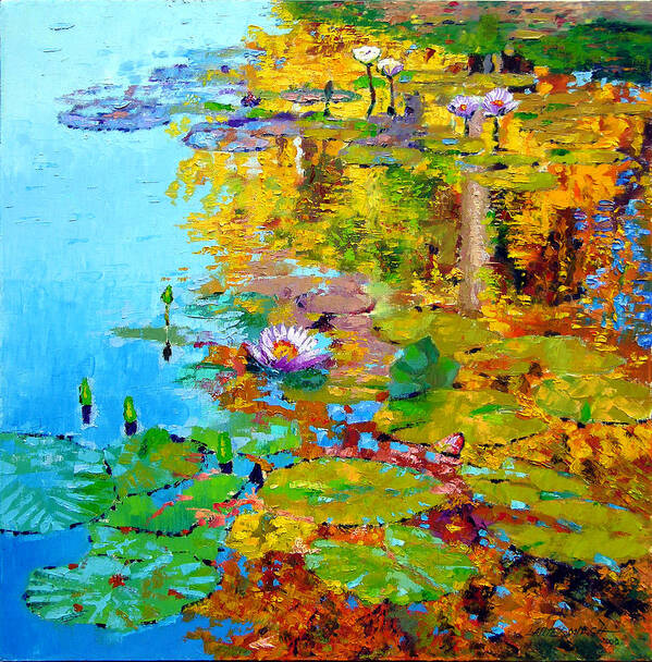 Fall Poster featuring the painting Aglow With Fall by John Lautermilch