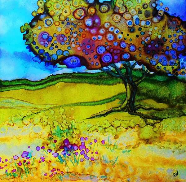 Alcohol Ink Poster featuring the painting A Little Shade - A 237 by Catherine Van Der Woerd