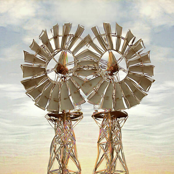 Windmill Poster featuring the digital art Air Pair by Wendy J St Christopher