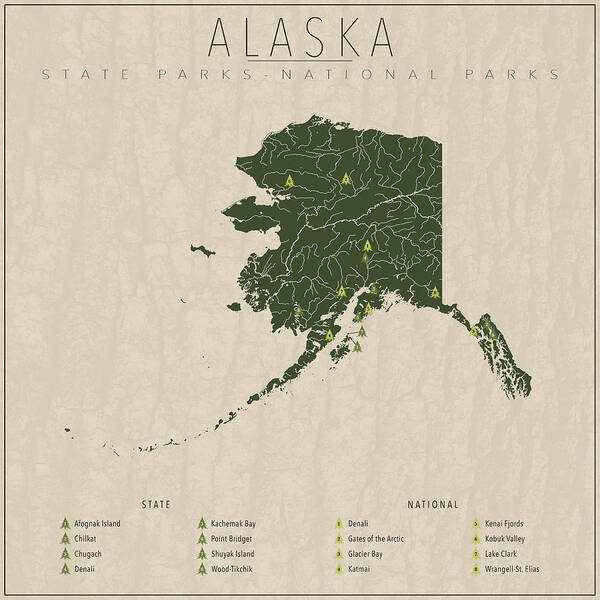 Alaska Poster featuring the digital art Alaska Parks by Finlay McNevin