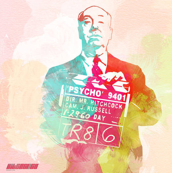 Alfred Hitchcock Poster featuring the digital art Alfred Hitchcock by Naxart Studio