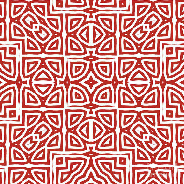 Geometric Art Poster featuring the painting Alhambra Red by Mindy Sommers