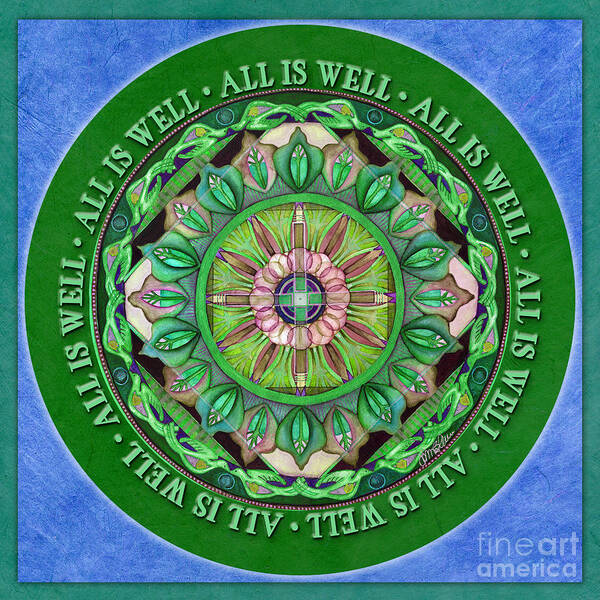 Mandala Poster featuring the painting All Is Well Mandala Prayer by Jo Thomas Blaine