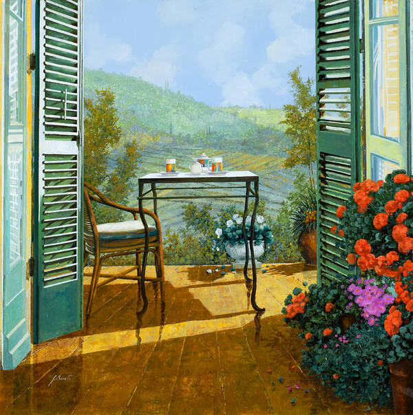 Terrace Poster featuring the painting Alle Dieci Del Mattino by Guido Borelli