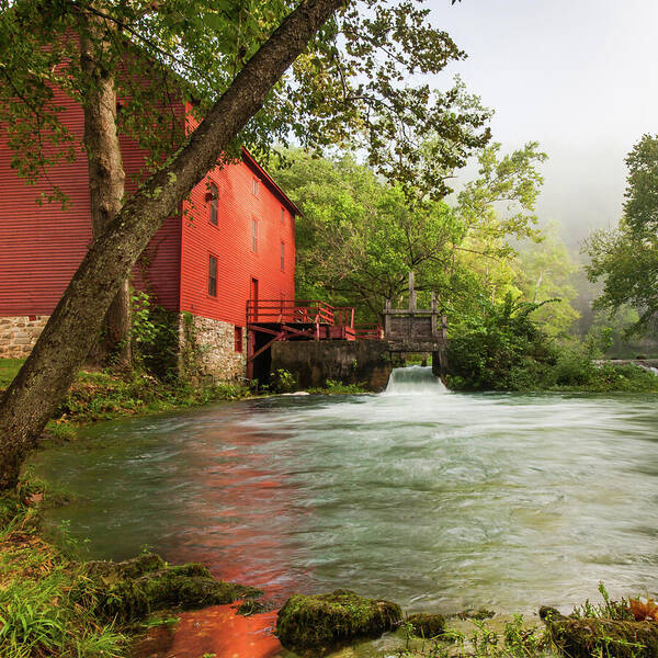 Alley Spring Mill Poster featuring the photograph Alley Spring Mill - Square Format by Gregory Ballos