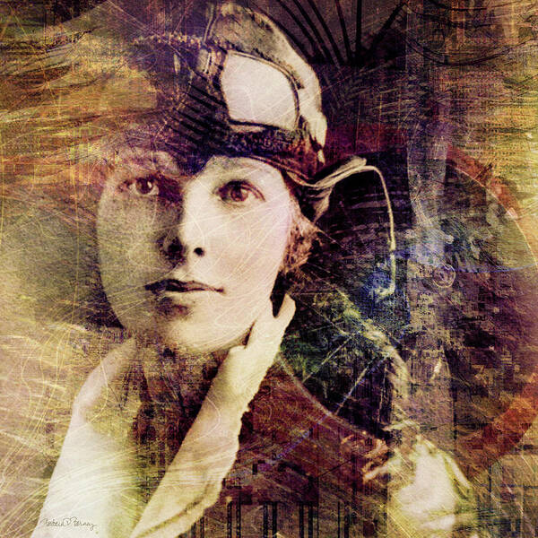 Amelia Earhart Poster featuring the digital art Amelia by Barbara Berney