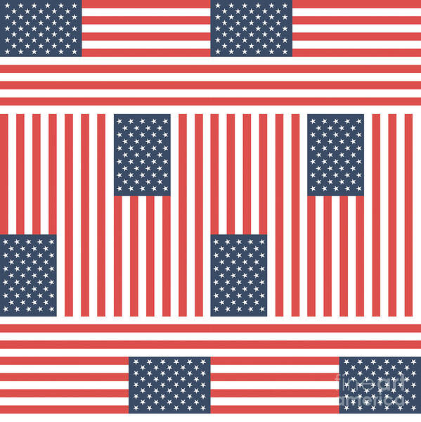Flag Poster featuring the drawing American flag by Alina Krysko