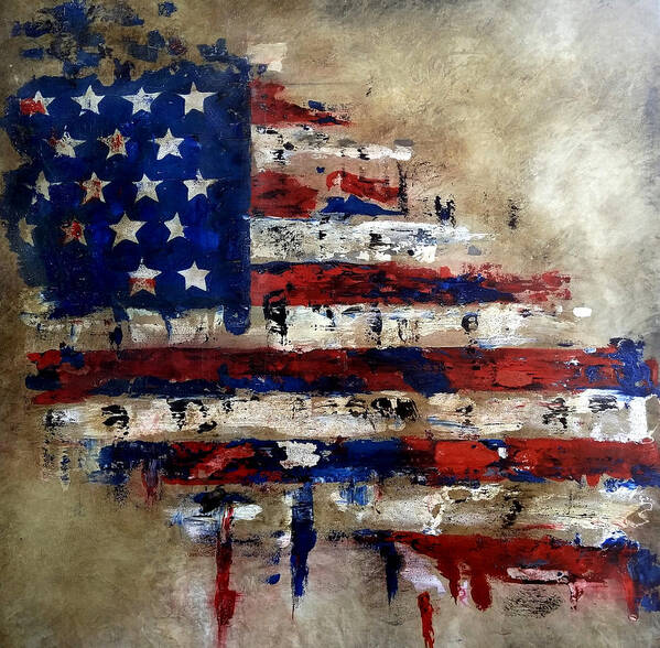Fidostudio Poster featuring the painting American Flag by Tom Fedro