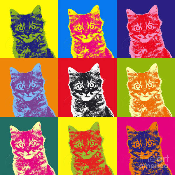 Warhol Poster featuring the photograph Andy Warhol Cat by Warren Photographic