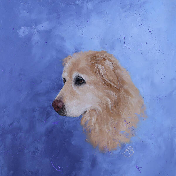 Dog Art Poster featuring the painting Angel, a Golden Retriever by Monica Burnette