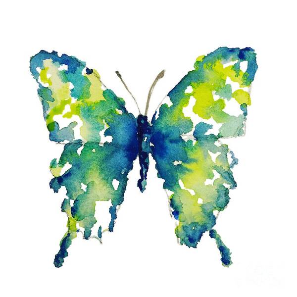 Butterfly Poster featuring the painting Aqua watercolor butterfly Liana Yarckin by Liana Yarckin