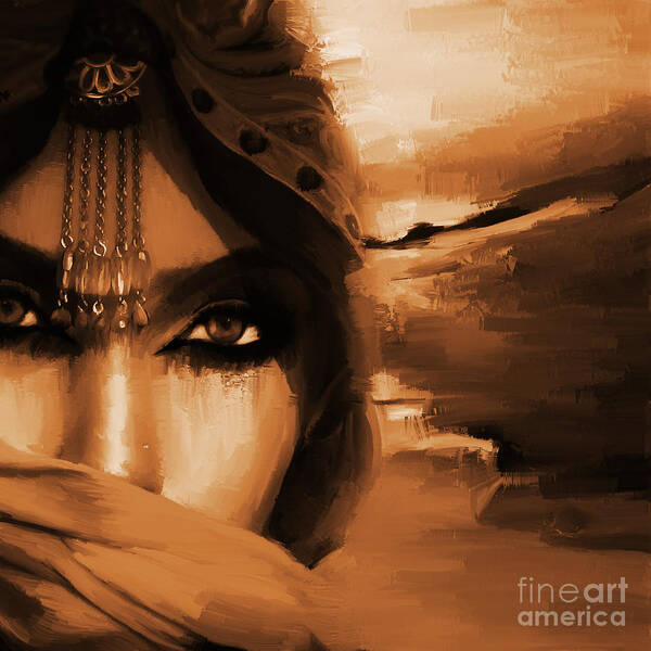 Female Poster featuring the painting Arabian Eyes by Gull G