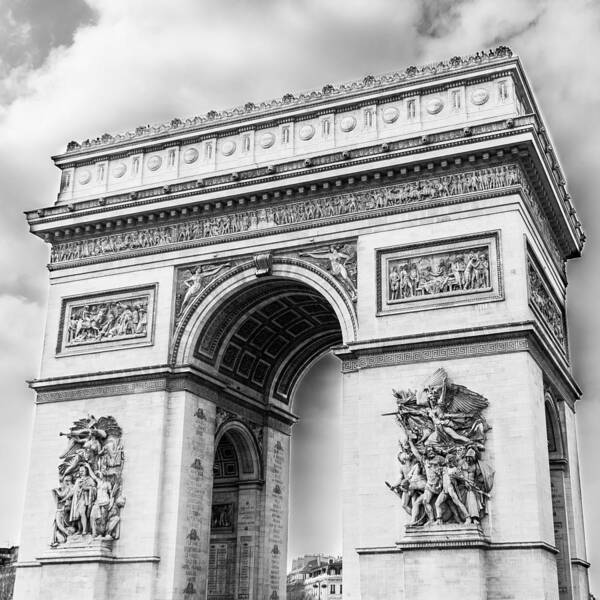 Arch Of Triumph Poster featuring the photograph Arch of Triumph - Paris - Black and White by Nila Newsom