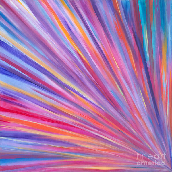A Popular Original Artwork.showing A Full-color Spectrum Of Vibrant Hues Radiating In A Burst From A Single Point.pink Blue Green Yellow And Every Variation. Poster featuring the painting Array by Priscilla Batzell Expressionist Art Studio Gallery