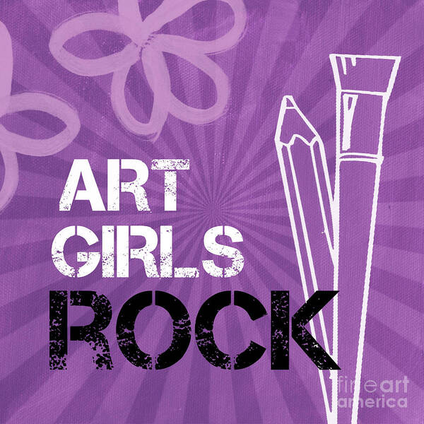 Art Poster featuring the mixed media Art Girls Rock by Linda Woods