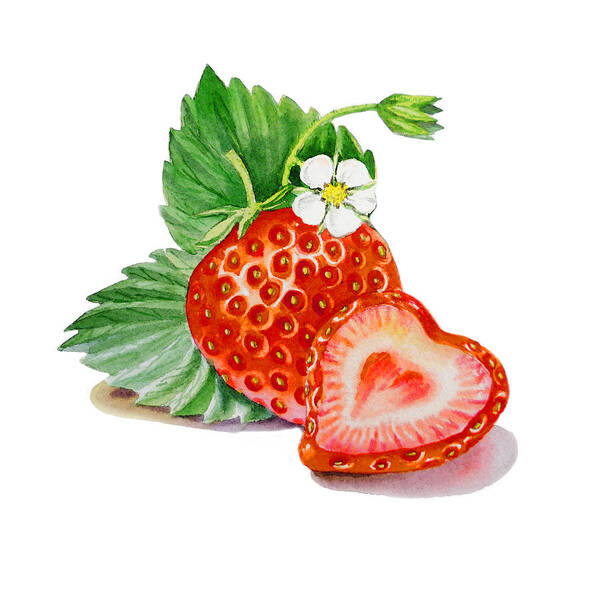 Strawberries Poster featuring the painting ArtZ Vitamins A Strawberry Heart by Irina Sztukowski