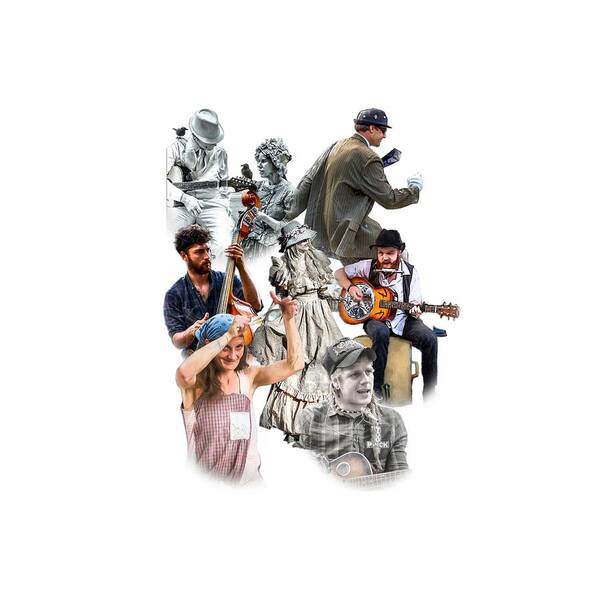 Transparent Background Poster featuring the photograph Asheville Buskers Collage by John Haldane