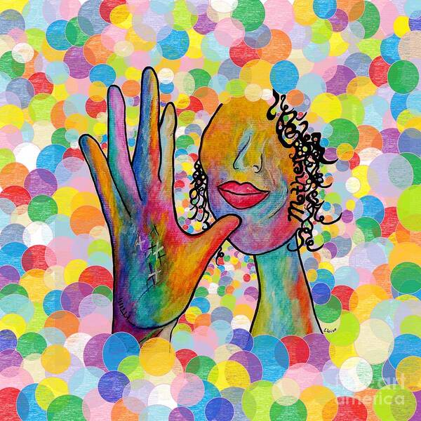 Asl Poster featuring the painting ASL Mother on a Bright Bubble Background by Eloise Schneider Mote