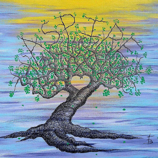 Aspire Poster featuring the drawing Aspire Love Tree by Aaron Bombalicki