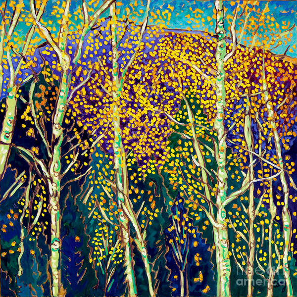 Trees Poster featuring the painting Aspiring Aspens by Cathy Carey