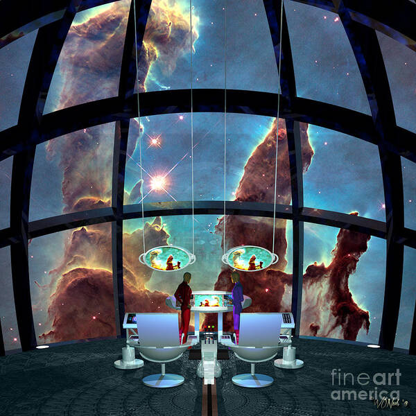 Science Fiction Poster featuring the digital art At The Pillars of Creation by Walter Neal