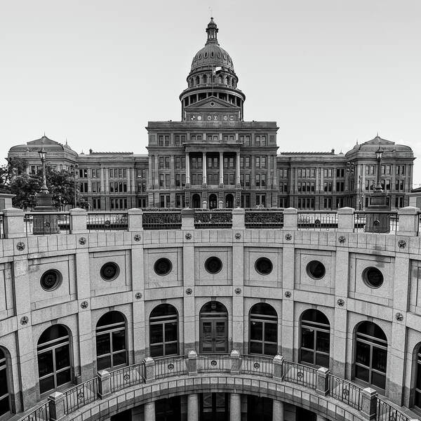 America Poster featuring the photograph Austin Texas USA State Capitol - Black and White Edition - 1x1 by Gregory Ballos