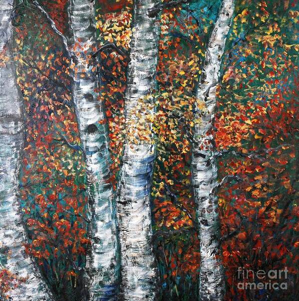 Birch Poster featuring the painting Autumn Birch by Nadine Rippelmeyer