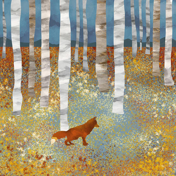 Autumn Poster featuring the digital art Autumn Fox by Spacefrog Designs