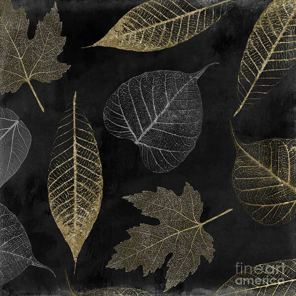 Leaf Poster featuring the painting Autumn Gold Leaf Pattern by Mindy Sommers