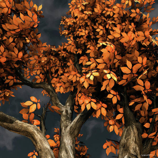 Tree Poster featuring the digital art Autumn Storm by Cynthia Decker