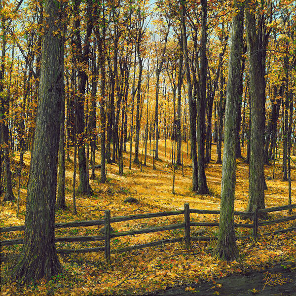 Autumn Landscape Painting Poster featuring the painting Autumn Woodland by Doug Kreuger