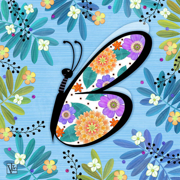 Butterfly Poster featuring the digital art B is for Butterfly by Valerie Drake Lesiak