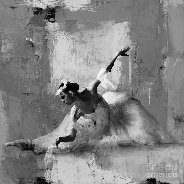 Ballerina Poster featuring the painting Ballerina Dance on the floor by Gull G