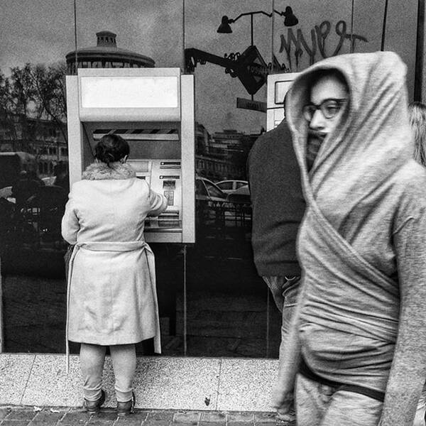 Streetphoto_bw Poster featuring the photograph Bank
#bank #money #streetphoto_bw by Rafa Rivas