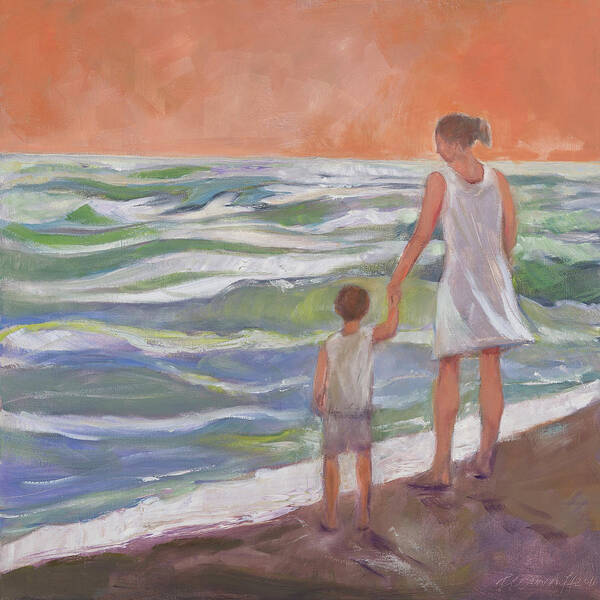 Mother Poster featuring the painting Beach Boy by Laura Lee Cundiff
