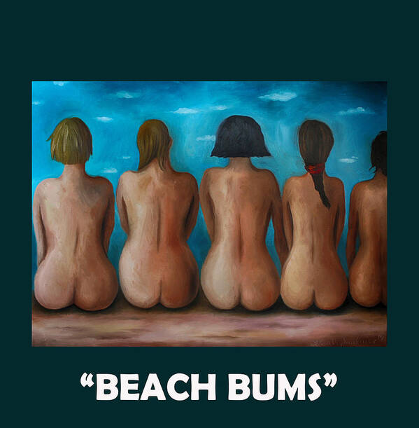 Beach Bums with Lettering Poster by Leah Saulnier The Painting